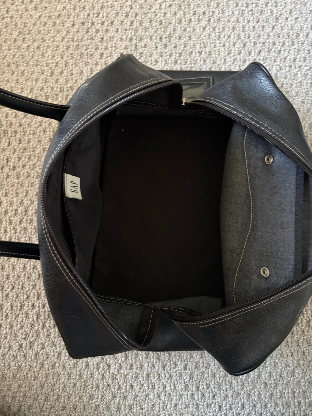 GAP Black Faux(?) Leather Duffel with Top Handles